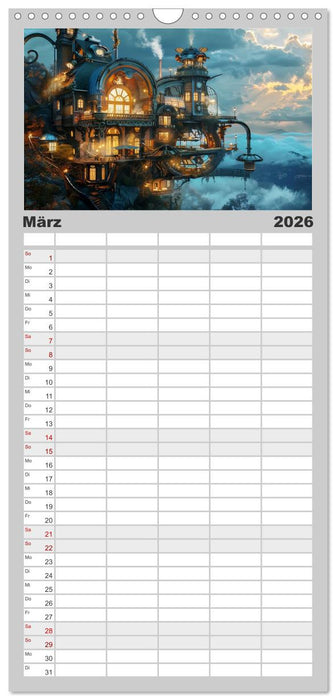 Steampunk Domizile (CALVENDO Familienplaner 2026)