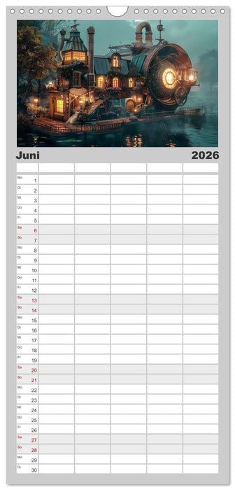 Steampunk Domizile (CALVENDO Familienplaner 2026)