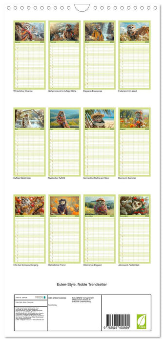 Eulen-Style. Noble Trendsetter (CALVENDO Familienplaner 2026)
