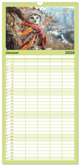 Eulen-Style. Noble Trendsetter (CALVENDO Familienplaner 2026)