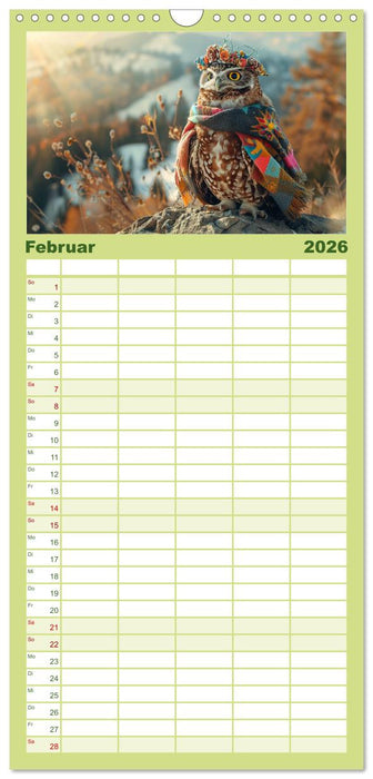 Eulen-Style. Noble Trendsetter (CALVENDO Familienplaner 2026)