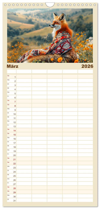 Fuchsige Eskapaden. Reineke mit noblen Accessoires (CALVENDO Familienplaner 2026)