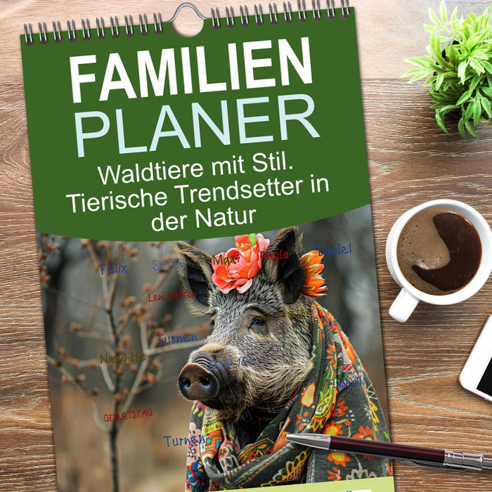 Waldtiere mit Stil. Tierische Trendsetter in der Natur (CALVENDO Familienplaner 2026)