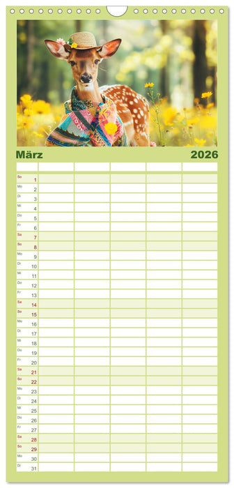 Waldtiere mit Stil. Tierische Trendsetter in der Natur (CALVENDO Familienplaner 2026)