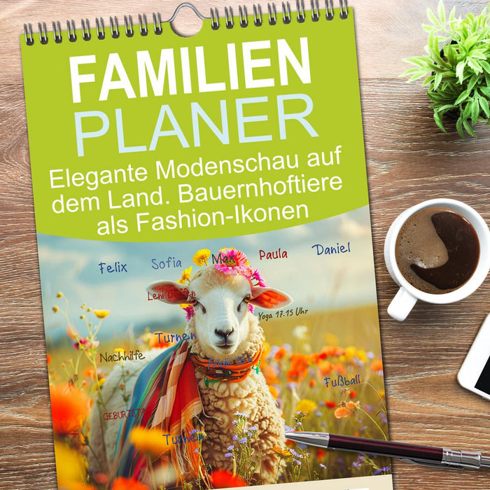 Elegante Modenschau auf dem Land. Bauernhoftiere als Fashion-Ikonen (CALVENDO Familienplaner 2026)