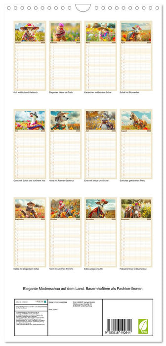 Elegante Modenschau auf dem Land. Bauernhoftiere als Fashion-Ikonen (CALVENDO Familienplaner 2026)
