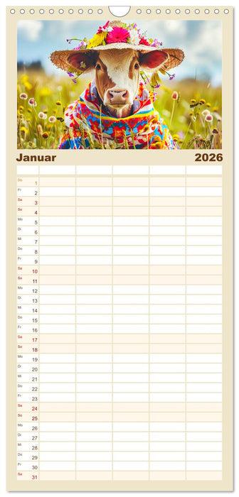 Elegante Modenschau auf dem Land. Bauernhoftiere als Fashion-Ikonen (CALVENDO Familienplaner 2026)