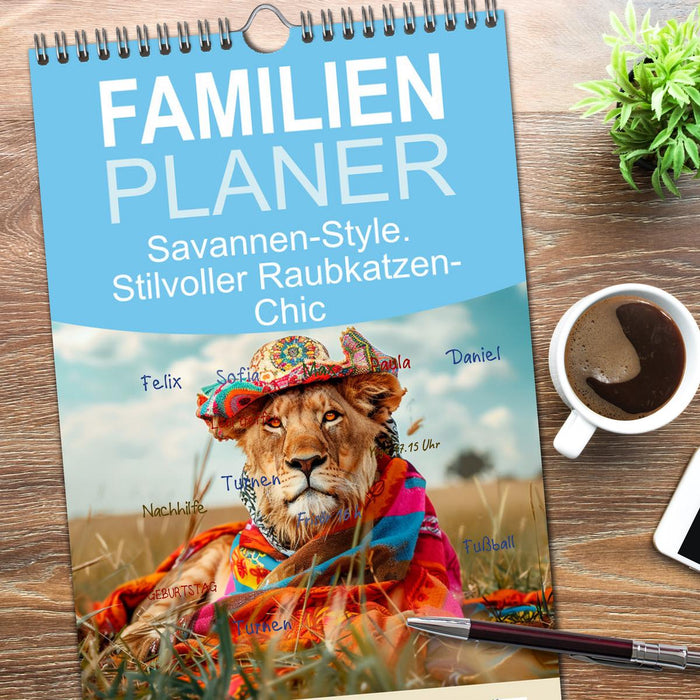 Savannen-Style. Stilvoller Raubkatzen-Chic (CALVENDO Familienplaner 2026)