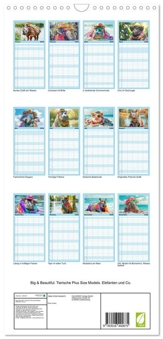Big & Beautiful. Tierische Plus Size Models. Elefanten und Co. (CALVENDO Familienplaner 2026)