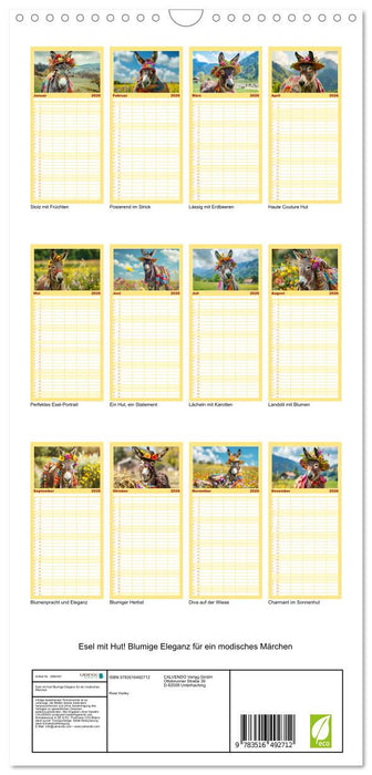 Esel mit Hut! Blumige Eleganz für ein modisches Märchen (CALVENDO Familienplaner 2026)