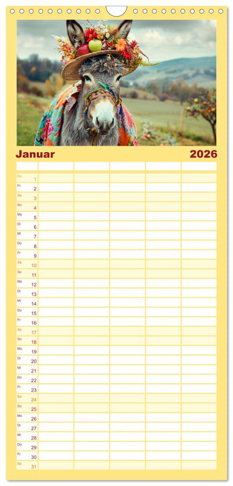 Esel mit Hut! Blumige Eleganz für ein modisches Märchen (CALVENDO Familienplaner 2026)
