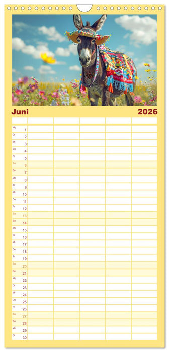 Esel mit Hut! Blumige Eleganz für ein modisches Märchen (CALVENDO Familienplaner 2026)