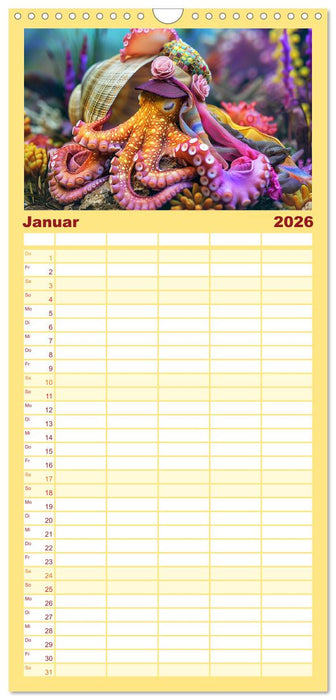 Tintenfisch Fashion. Coole Models zeigen die Trends (CALVENDO Familienplaner 2026)