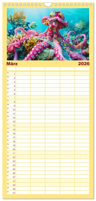 Tintenfisch Fashion. Coole Models zeigen die Trends (CALVENDO Familienplaner 2026)