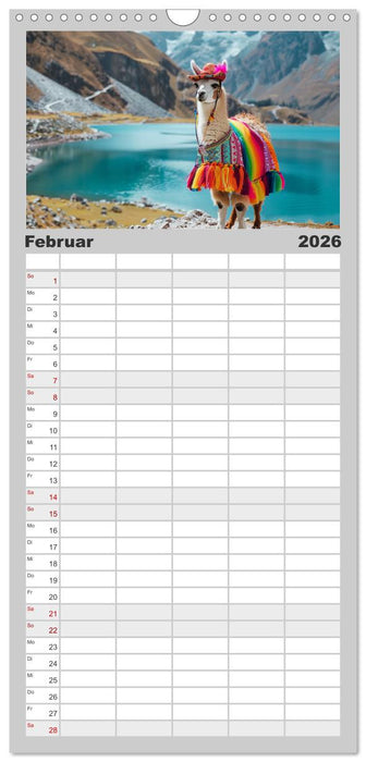 Lamas auf Tour. Perus flauschige Fashion-Ikonen (CALVENDO Familienplaner 2026)