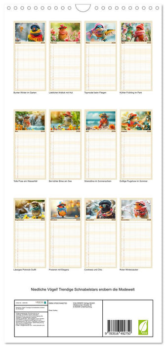 Niedliche Vögel! Trendige Schnabelstars erobern die Modewelt (CALVENDO Familienplaner 2026)