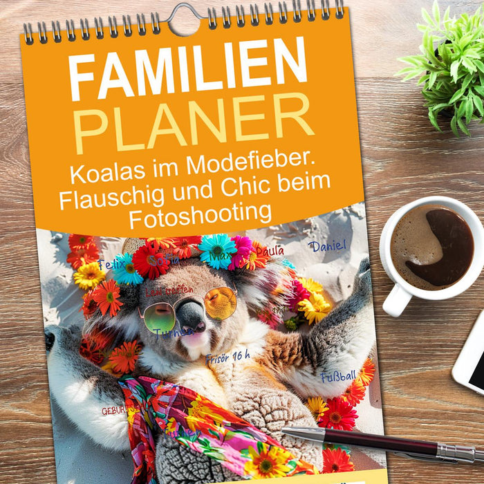 Koalas im Modefieber. Flauschig und Chic beim Fotoshooting (CALVENDO Familienplaner 2026)