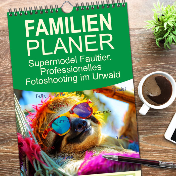 Supermodel Faultier. Professionelles Fotoshooting im Urwald (CALVENDO Familienplaner 2026)