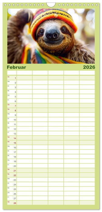 Supermodel Faultier. Professionelles Fotoshooting im Urwald (CALVENDO Familienplaner 2026)