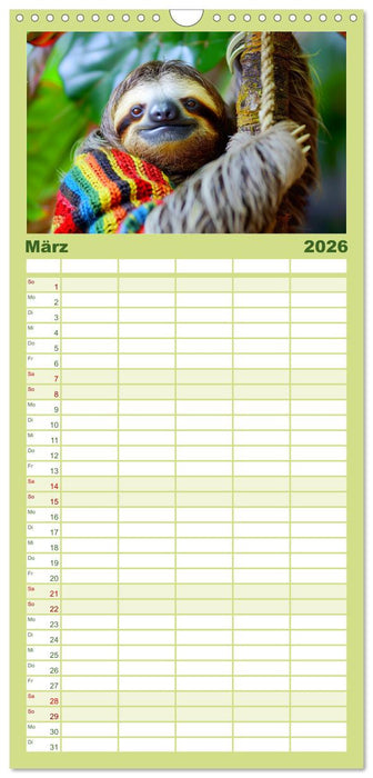 Supermodel Faultier. Professionelles Fotoshooting im Urwald (CALVENDO Familienplaner 2026)