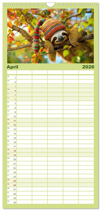 Supermodel Faultier. Professionelles Fotoshooting im Urwald (CALVENDO Familienplaner 2026)