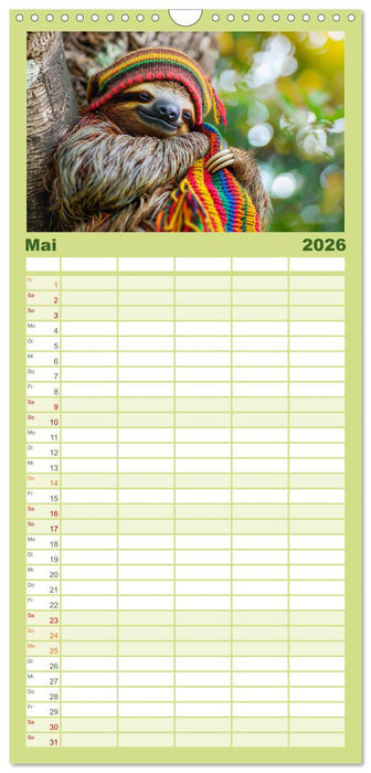 Supermodel Faultier. Professionelles Fotoshooting im Urwald (CALVENDO Familienplaner 2026)