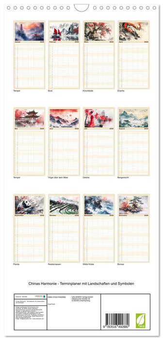 Chinas Harmonie - Terminplaner mit Landschaften und Symbolen (CALVENDO Familienplaner 2026)