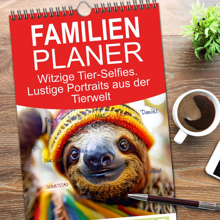 Witzige Tier-Selfies. Lustige Portraits aus der Tierwelt (CALVENDO Familienplaner 2026)