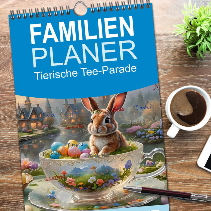 Tierische Tee-Parade (CALVENDO Familienplaner 2026)