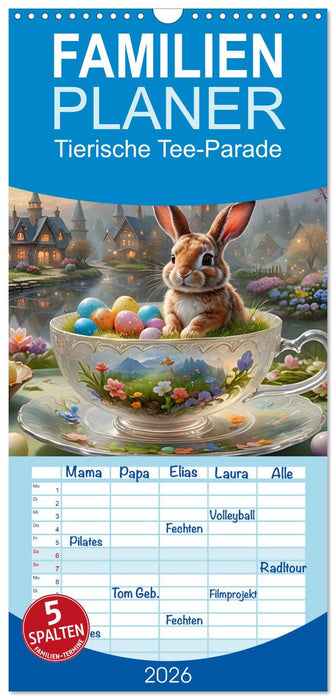 Tierische Tee-Parade (CALVENDO Familienplaner 2026)
