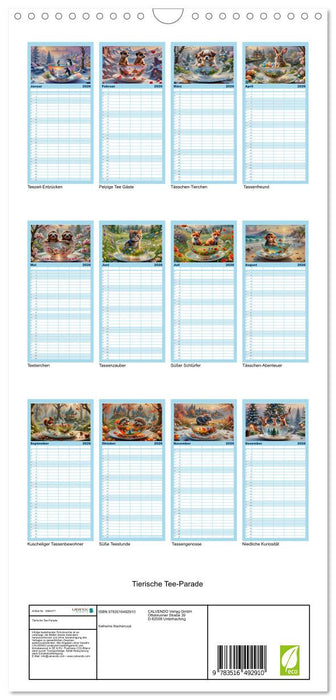 Tierische Tee-Parade (CALVENDO Familienplaner 2026)