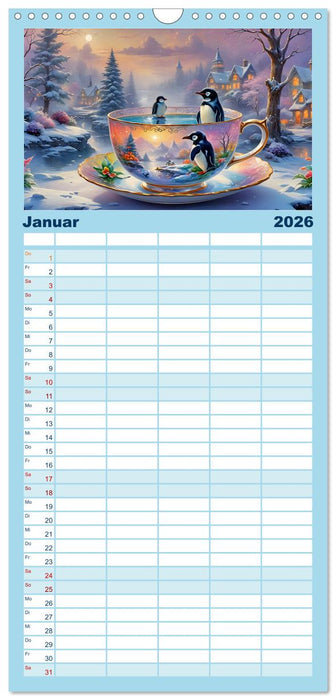 Tierische Tee-Parade (CALVENDO Familienplaner 2026)