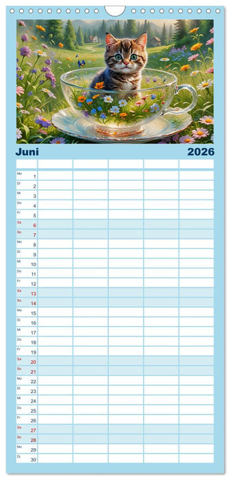 Tierische Tee-Parade (CALVENDO Familienplaner 2026)