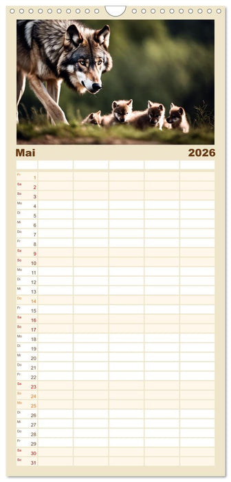 Ein Jahr unter Wölfen (CALVENDO Familienplaner 2026)