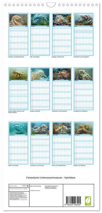 Fantastische Unterwasserkreaturen - Hybridtiere (CALVENDO Familienplaner 2026)