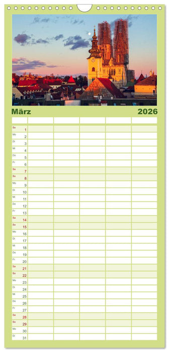 Zagreb - Kroatiens zauberhafte Hauptstadt (CALVENDO Familienplaner 2026)