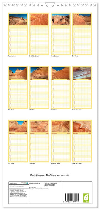 Paria Canyon - The Wave Naturwunder (CALVENDO Familienplaner 2026)
