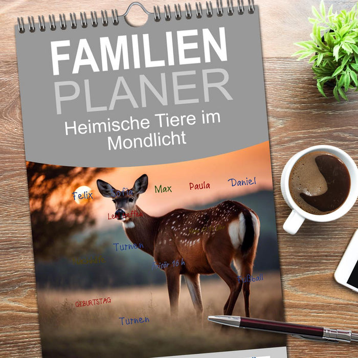 Heimische Tiere im Mondlicht (CALVENDO Familienplaner 2026)