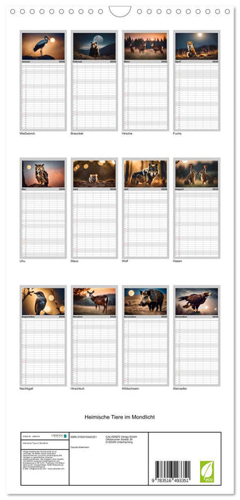 Heimische Tiere im Mondlicht (CALVENDO Familienplaner 2026)