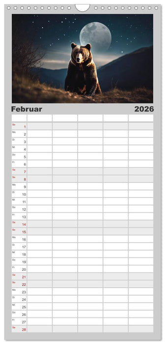 Heimische Tiere im Mondlicht (CALVENDO Familienplaner 2026)