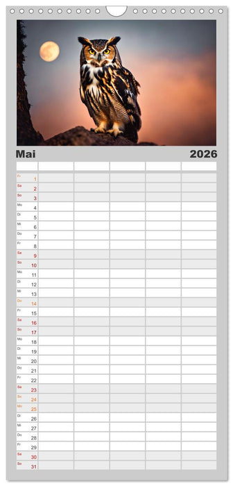 Heimische Tiere im Mondlicht (CALVENDO Familienplaner 2026)