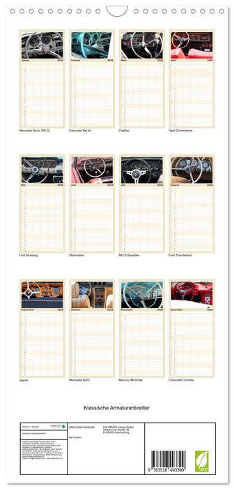 Klassische Armaturenbretter (CALVENDO Familienplaner 2026)