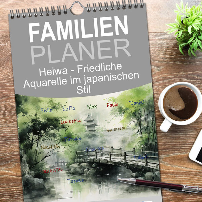 Heiwa - Friedliche Aquarelle im japanischen Stil (CALVENDO Familienplaner 2026)