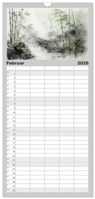 Heiwa - Friedliche Aquarelle im japanischen Stil (CALVENDO Familienplaner 2026)