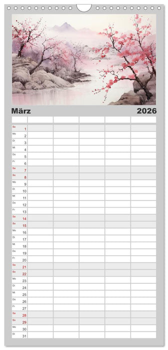 Heiwa - Friedliche Aquarelle im japanischen Stil (CALVENDO Familienplaner 2026)