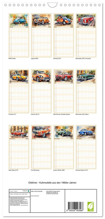 Oldtimer - Kultmodelle aus den 1960er Jahren (CALVENDO Familienplaner 2026)