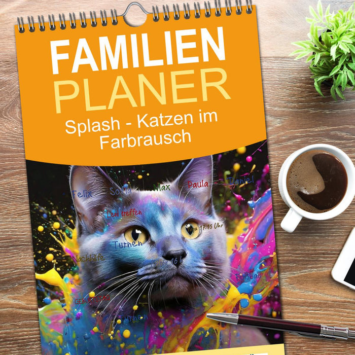 Splash - Katzen im Farbrausch (CALVENDO Familienplaner 2026)