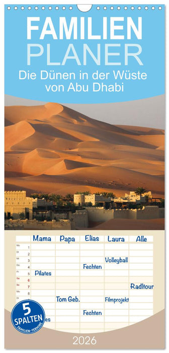 Die Dünen in der Wüste von Abu Dhabi (CALVENDO Familienplaner 2026)
