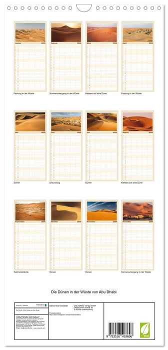 Die Dünen in der Wüste von Abu Dhabi (CALVENDO Familienplaner 2026)