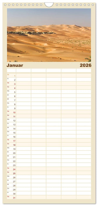 Die Dünen in der Wüste von Abu Dhabi (CALVENDO Familienplaner 2026)